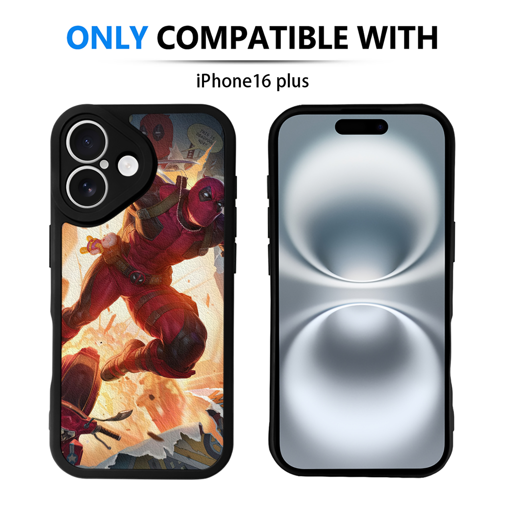 （画像用） Deadpool デッドプール 【iPhone 16シリーズ対応】シリコンスマホケース（レザー調） 材質：シリコン